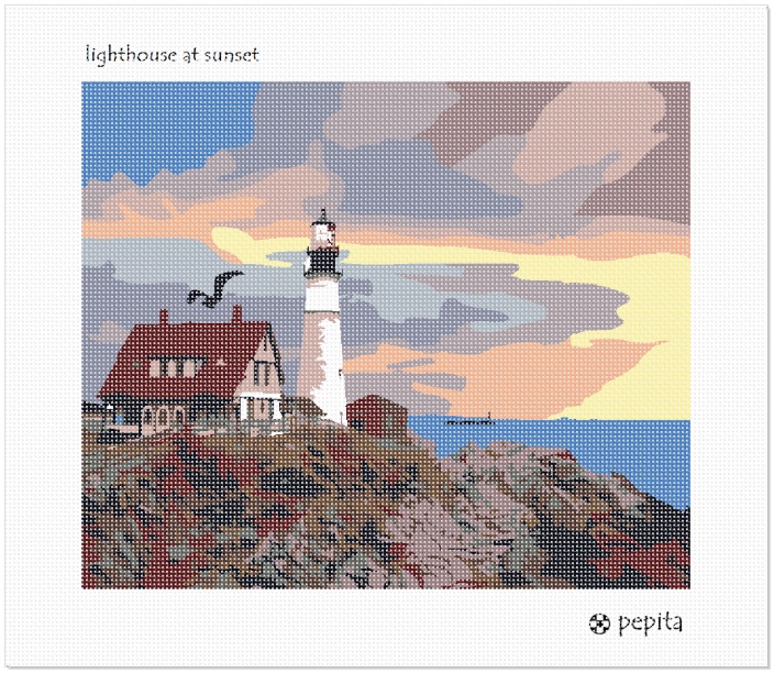 Lighthouse At Sunset Needlepoint Kit or Canvas (Nautical/Ocean) eBay
