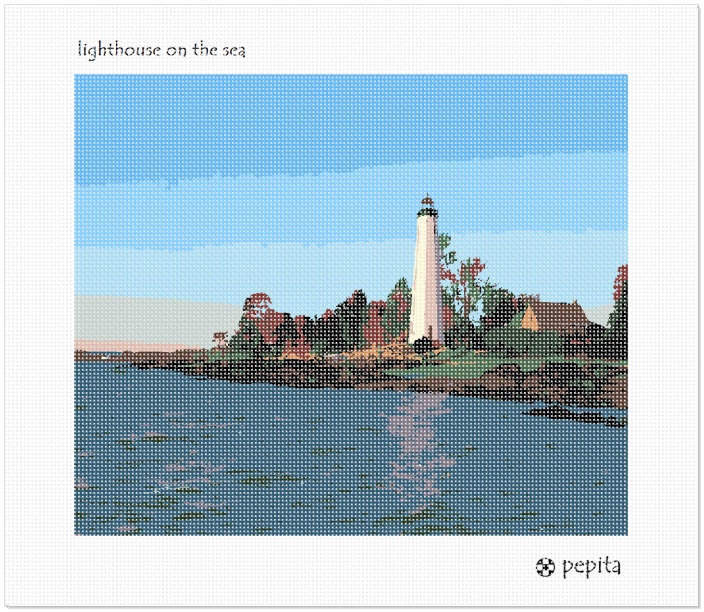Lighthouse On The Sea Needlepoint Kit or Canvas Nautical//Ocean