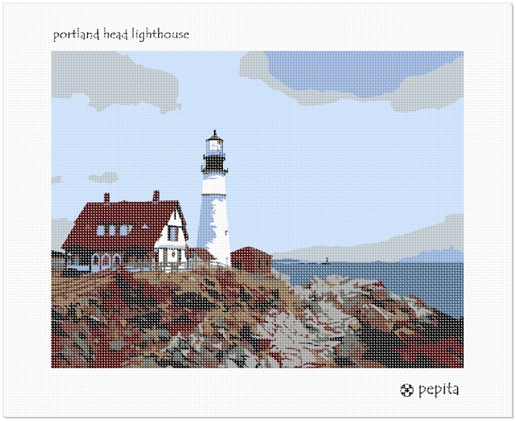Lighthouse On The Sea Needlepoint Kit or Canvas Nautical//Ocean