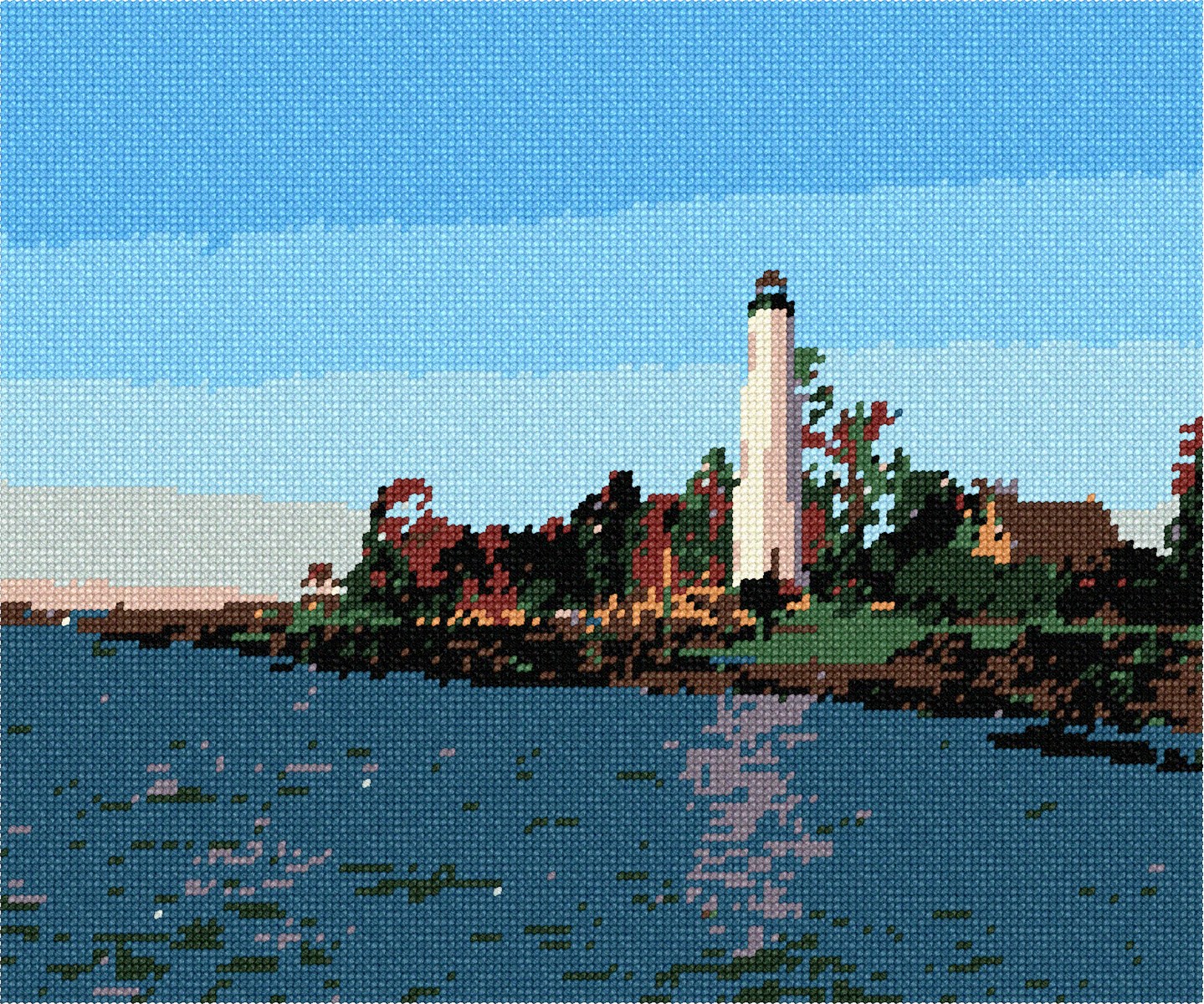 Lighthouse On The Sea Needlepoint Kit or Canvas Nautical//Ocean
